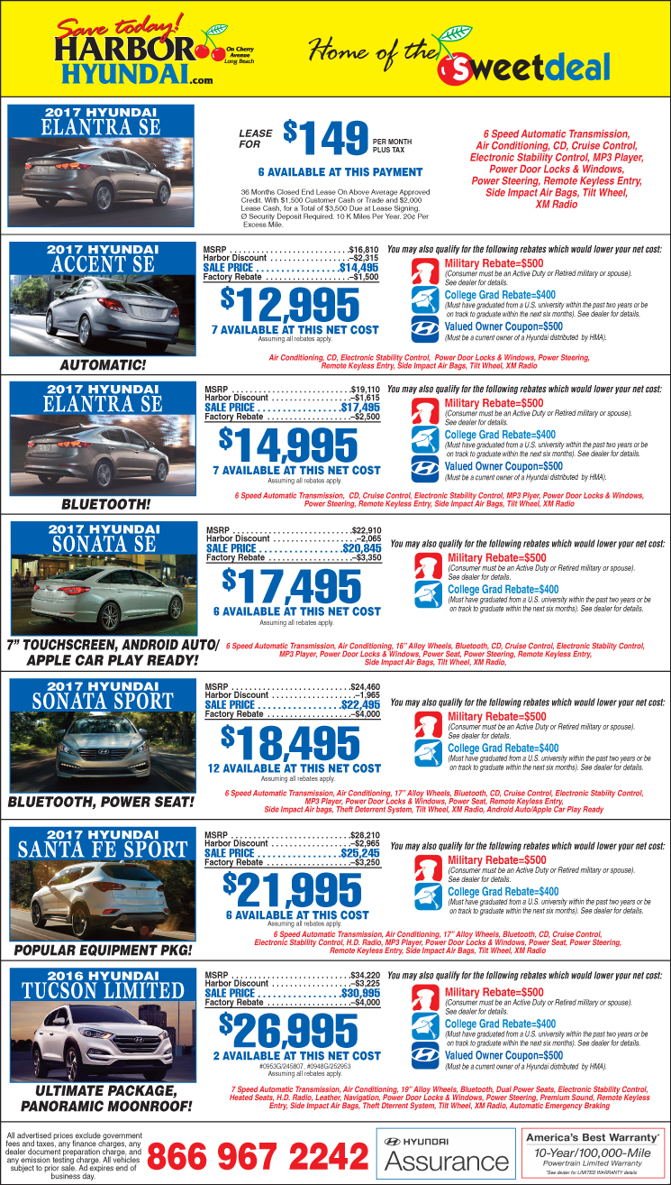 Harbor Hyundai Specials Long Beach Hyundai Sale Harbor Hyundai